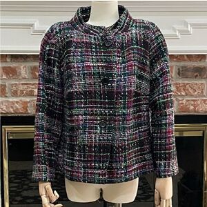 NWOT Talbots Multi-Colored Tweed Jacket Sz 16 Petite